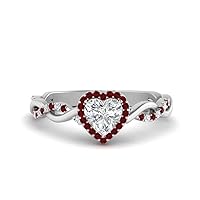 Choose Your Gemstone Intertwined Halo Diamond CZ Ring sterling silver Heart Shape Halo Engagement Rings Ornaments Surprise for Wife Symbol of Love Clarity Comfortable US Size 4 to 12