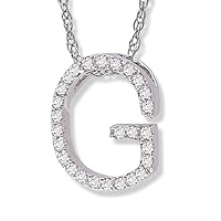 Diamond Initial Pendant G in 14k White Gold