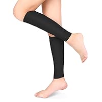 Calf Compression Socks Shin Splints Leg Brace, Medical Footless Compression Sleeves 0.79-1.18inHg with Graduated Pressure for Swelling Varicose Veins Calf Pain Relief (Black, XL)