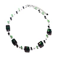 CHICNET Necklace Glass Beads Necklace Stainless Steel Women's Glitter Jewellery Beads Purple Green Black, Stainless Steel, Pearl