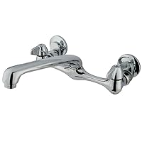 Kingston Brass KF200 Wall Mount Kitchen Faucet with Cast Spout, 7-5/8-Inch, Polished Chrome