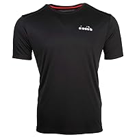 Diadora Mens Run Crew Neck Short Sleeve Athletic Running Athletic Tops - Black - Size M
