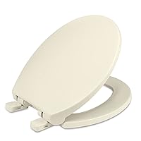 Round Toilet Seat, Slow Soft Quiet Close, Thicken Engineering Plastic, No Wiggle Never Loosen,Easy To Install And Clean, Fits All America Standard Toilets (Almond/Bone,16.5”ROUND)