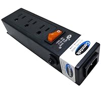 Conntek Power Strip 125V 7-1/2-Inch Housing IEC C14 to U.S 3 Prong Power Strip 3 Outlets with AC Adapter Space, Black