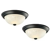 Design House 587519 Traditional 2 Pack 2-Light Indoor Dimmable Ceiling Light with Alabaster Glass for Bedroom Hallway Kitchen Dining Room, Oil Rubbed Bronze, 11-Inch