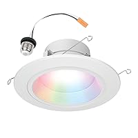 HALO 5/6 Inch Color and Tunable White Recessed LED Can Light –Smart Wi-Fi WiZ Pro Ceiling & Shower Retrofit Downlight 65W Equivalent