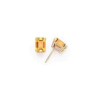 14k Yellow Gold Citrine Diamond Emerald Stud Earrings Measures 10x7mm Wide Jewelry Gifts for Women