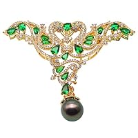 JYX Jewelry 11.5mm Black Tahitian Pearl Brooch Pearl Swan Pin for Women