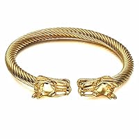 Fashion Vintage Black Gold Stainless Steel Dragon Head Men's Bracelet Punk Rock Faucet Rope Shape Bracelets for Women Jewelry (Metal Color : Black)