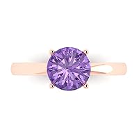 Clara Pucci 1.50 ct Round Cut Solitaire Simulated Alexandrite Engagement Wedding Bridal Wedding Anniversary Ring in 14k Rose Gold