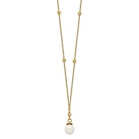 14k Gold Beaded Chain With 5mm Freshwater Cultured Pearl Necklace 18 Inch Jewelry for Women