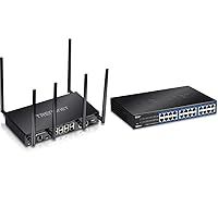 TRENDnet AC3000 Tri-Band Wireless Gigabit Dual-WAN VPN SMB Router (TEW-829DRU) and TRENDnet 24-Port Unmanaged Gigabit GREENnet Desktop Switch (TEG-S24DG)