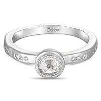 Boheme Lava 18K White Gold Organic Bridal Halo Engagement Ring with Natural Rose Cut Diamond Center
