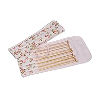 Bamboo Knitting Needle Gift Set with Floral Wrap Case Pink