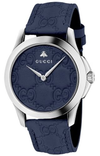 Gucci Quartz Stainless Steel and Leather Casual Blue Watch (Model: YA1264032)
