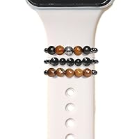 Triple Protection Smart Watch Bands Charms Loops | Shungite Hematite Tigers Eye | Apple iWatch Galaxy Smartwatch Decor