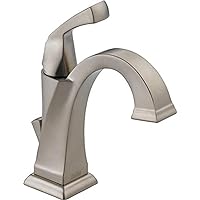 Delta Faucet Dryden Single Hole Bathroom Faucet Brushed Nickel, Single Handle Bathroom Faucet, Diamond Seal Technology, Metal Drain Assembly, Stainless 551-SS-DST