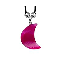 Crescent Moon Crystal Pendant Tumbled Healing Gemstone Adjustable Necklace - Celestial Fashion Handmade Jewelry Boho Accessories