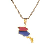 Stainless Steel Armenia Map Pendant Necklace Trendy Armenians Jewelry