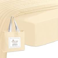 Pizuna Cotton Twin Fitted Sheet Cream, 400 Thread Count 100% Long Staple Combed Cotton Sateen Weave 15 inch Deep Pocket Twin Sheets (Cream Twin Size Fitted Sheet -1PC)