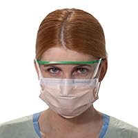 Halyard Health 47107 Fluidshield Level 3 Procedure Mask, Pleat Style, Fog-Free, Non-Sterile, Orange (10 Boxes of 40, 400 Total)