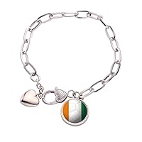 Coate d'Ivoire National Flag Football Heart Chain Bracelet Jewelry Charm Fashion