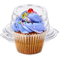 Cupcake Boxes Individual Cupcake Containers, 50 Packs Regular Single Cupcake Holder High Topping for Muffins, Thicker Stackable Plastic Cupcake Carrier for Party (50 pack)