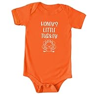 Honey's Little Turkey Color Infant Bodysuit, Fall Baby Shower Newborn Gift, Pregnancy Reveal Onesie Present, Thanksgiving, Unisex (12M, Long Sleeve, Red)