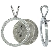 Sterling Silver 18 mm Dime (10 Cents) Coin Frame Bezel Pendant w/ Diamond Cut Finish Coin NOT Included