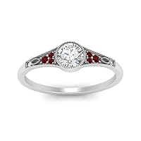 Choose Your Gemstone Bezel Vintage Round Diamond CZ Ring Sterling Silver Round Shape Vintage Engagement Rings Matching Jewelry Wedding Jewelry Easy to Wear Gifts US Size 4 to 12