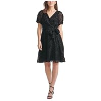 DKNY Women's Knot Sleeve Fit and Flare Dress
