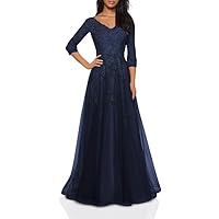 Mother of The Bride Dresses Lace Appliques Wedding Guest Dress Long V Neck Formal Evening Gowns with Pockets