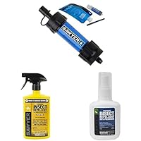 Sawyer Products Mini Water Filtration System + Permethrin Insect Repellent for Clothing, Gear & Tents, 24-Ounce + Premium Insect Repellent with 20% Picaridin, Pump Spray, 4-Ounce