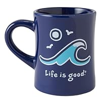Life is Good. Wave Curl Diner Mug, Darkest Blue