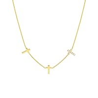14k Yellow Gold 0.06 Dwt Diamond Religious Faith Cross and High Polish Crosses Adjustable Necklace 18 Inch Jewelry for Women
