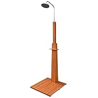 vidaXL Outdoor Shower - Natural Eucalyptus Hardwood and Steel Construction, Height-Adjustable Showerhead, Easy-to-Connect to Any Garden Hose, Simple Assembly