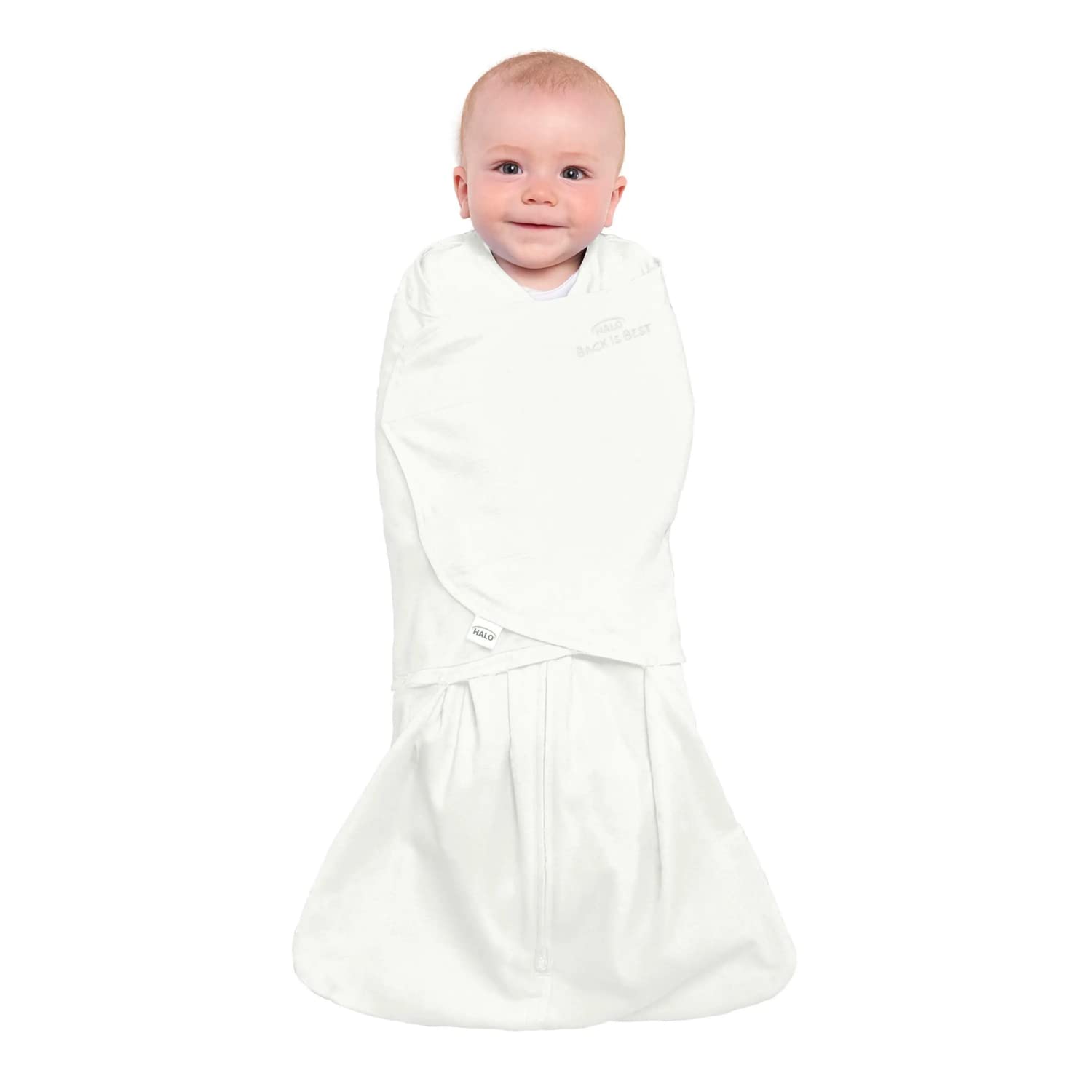 HALO 100% Cotton Sleepsack Swaddle, 3-Way Adjustable Wearable Blanket, TOG 1.5, Cream, Newborn, 0-3 Months