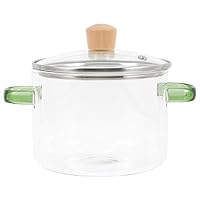 BESTOYARD Glass Cooking Pot with Lid 1600ml Glass Cookware Stovetop Pot Set Pot with Cover Safe for Soup, Milk, Baby Food
