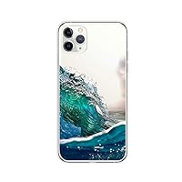 Compatible for iPhone 11 Pro Max Case (6.5 inch), Cool Ocean Design Beach Pattern Scenic Nature Landscape Style Transparent Soft TPU Protective Clear Case (Ocean Splash)