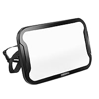 Baby Car Mirror For Back Seat Rear Facing Car Seat Baby Mirror Wide Crystal Clear View Shatterproof Adjustable with Baby On Board Sign Sticker(9.65 x 6.89 in)