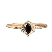 3 CT Vintage Marquise Shpaed Black Onyx Engagement Ring 14k Gold Black Onyx Antique Wedding Ring Art Deco Black Gemstone Bridal Ring for Women Proposal/Anniversary/Promise Ring