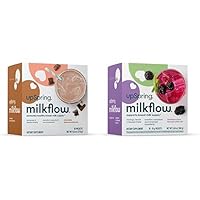 UpSpring Milkflow + Energy Breastfeeding Supplement Drink Mix with Fenugreek | Chocolate Flavor | 18 Serving+ No Fenugreek | BlackBerry Lime Flavor | 16 Drink Mixes
