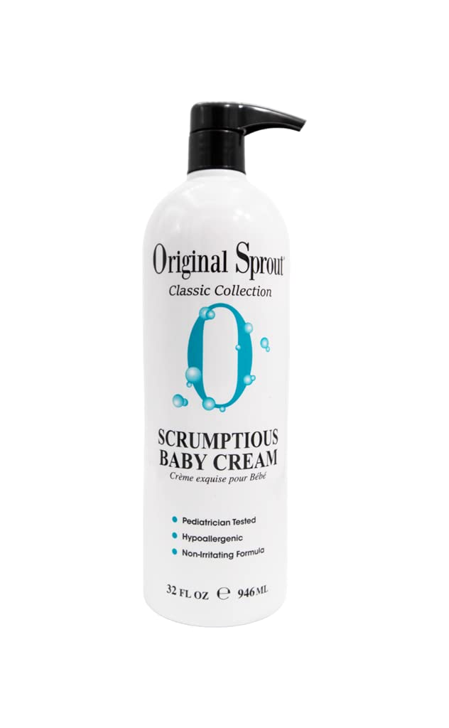 Original Sprout Scrumptious Baby Cream, Soothing Lotion for Chafing, Diaper Rash, Eczema for Kids & Toddlers | For Face and Body, Great Baby Travel Essential (32 oz/ounce)