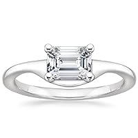 JEWELERYIUM 1 CT Emerald Cut Colorless Moissanite Engagement Ring, Wedding/Bridal Ring Set, Halo Style, Solid Sterling Silver, Anniversary Bridal Jewelry, Gorgeous Birthday Gift for Her