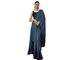 Women's Ready To Wear, Dyed (Dual Tone) Chiffon Saree With Unstitched Blouse