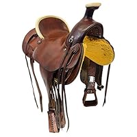 Manaal Enterprises Wade Tree A Fork Premium Western Leather Roping Ranch Work Horse Saddle Size 14