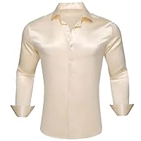 Mens Shirts Solid Long Sleeve Casual Business Slim Fit Blouses Tops