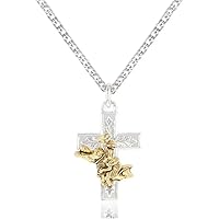 Montana Silversmiths 24k Gold Plated Silver Bullrider Cross Necklace for Adults