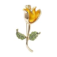 1X Xmas Gift Rose Flower Lapel Pin Enamel Pin Brooch Jewellery Corsage Dress Scarf Shawl Clip Bag Ornament Yellow and Creative Durable Design