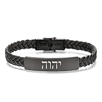 YHVH YHWH Jehovah Bracelet Stainless Steel Hebrew Name of God Tetragrammaton Mesh Wristband Adonai Israelite Hebrew Jewish Jewelry for Men Women, Adjustable